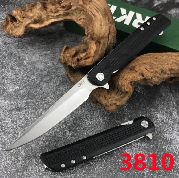 CRKT 3801 LCK+ Liner Lock, Assisted Opening Knife, 3.31" 8Cr13MoV Satin Plain Blade, Glass Reinforced Nylon Handle