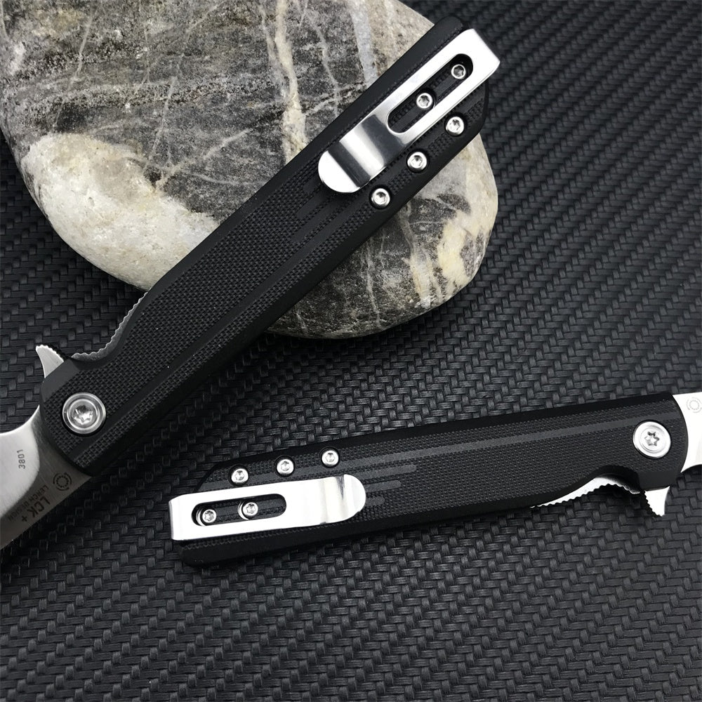 CRKT 3801 LCK+ Liner Lock, Assisted Opening Knife, 3.31" 8Cr13MoV Satin Plain Blade, Glass Reinforced Nylon Handle