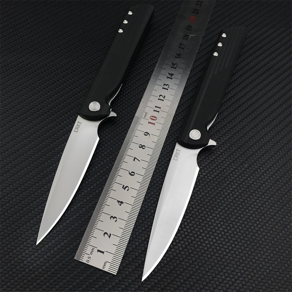CRKT 3801 LCK+ Liner Lock, Assisted Opening Knife, 3.31" 8Cr13MoV Satin Plain Blade, Glass Reinforced Nylon Handle