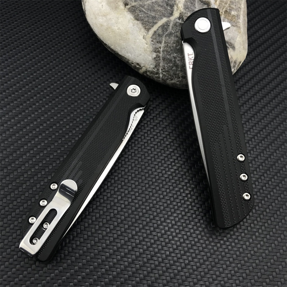 CRKT 3801 LCK+ Liner Lock, Assisted Opening Knife, 3.31" 8Cr13MoV Satin Plain Blade, Glass Reinforced Nylon Handle