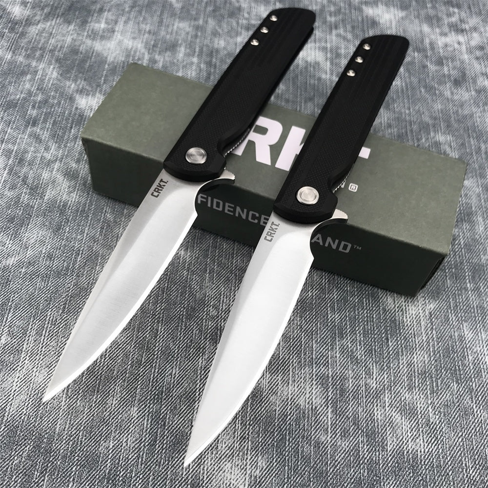 CRKT 3801 LCK+ Liner Lock, Assisted Opening Knife, 3.31" 8Cr13MoV Satin Plain Blade, Glass Reinforced Nylon Handle