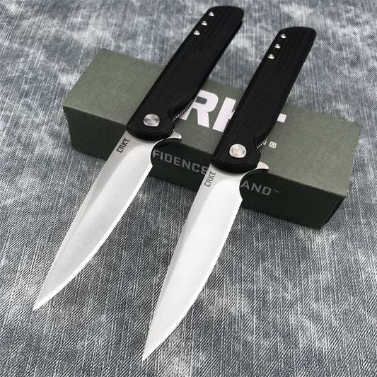 CRKT 3801 LCK+ Liner Lock, Assisted Opening Knife, 3.31" 8Cr13MoV Satin Plain Blade, Glass Reinforced Nylon Handle