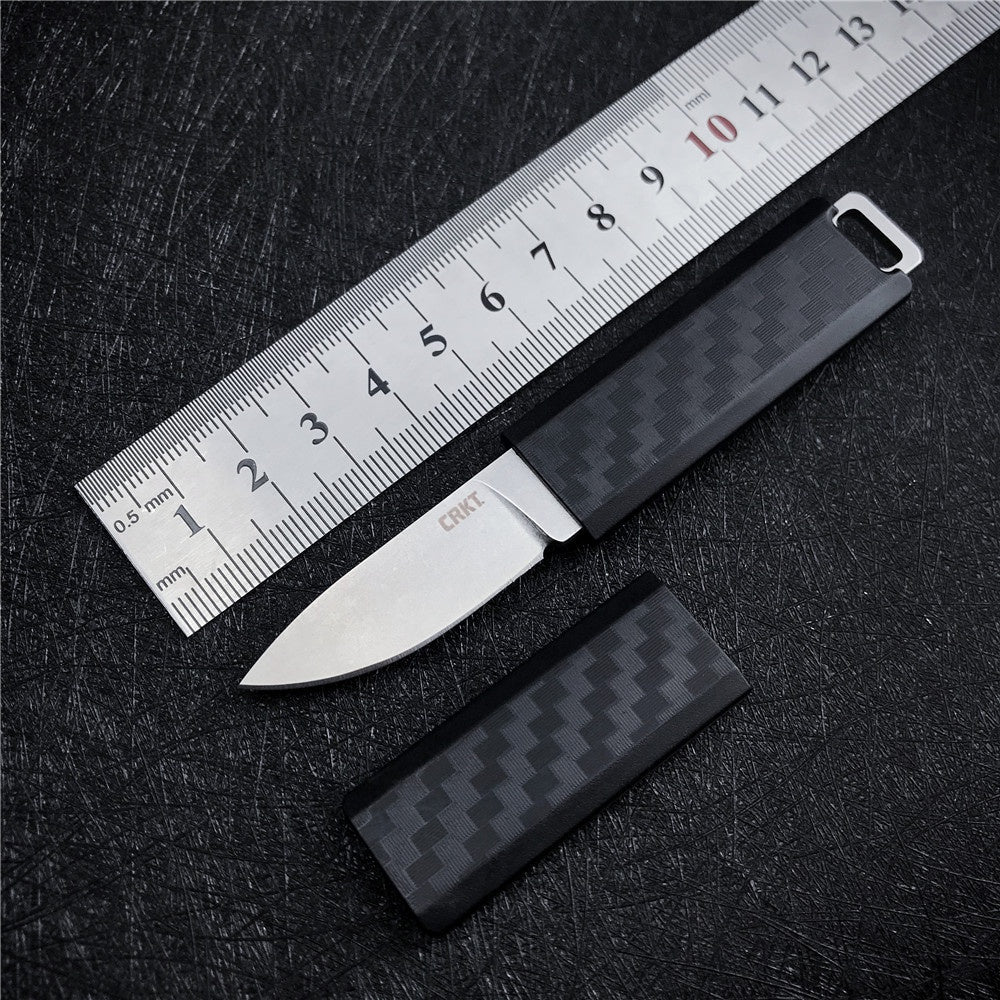 CRKT Scribe EDC Knife: Compact Everyday Carry Fixed Blade, Stonewash finish, Black Thermoplastic Handle, and Cap 2425