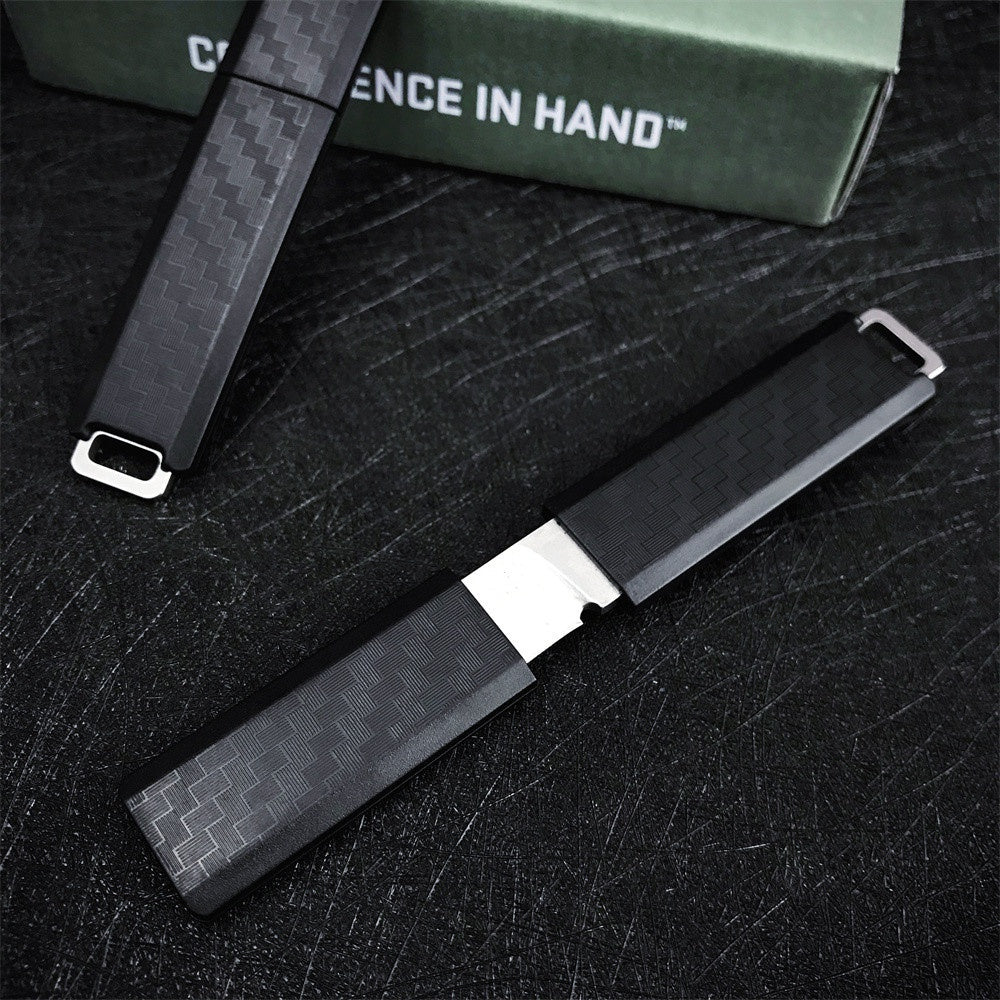 CRKT Scribe EDC Knife: Compact Everyday Carry Fixed Blade, Stonewash finish, Black Thermoplastic Handle, and Cap 2425