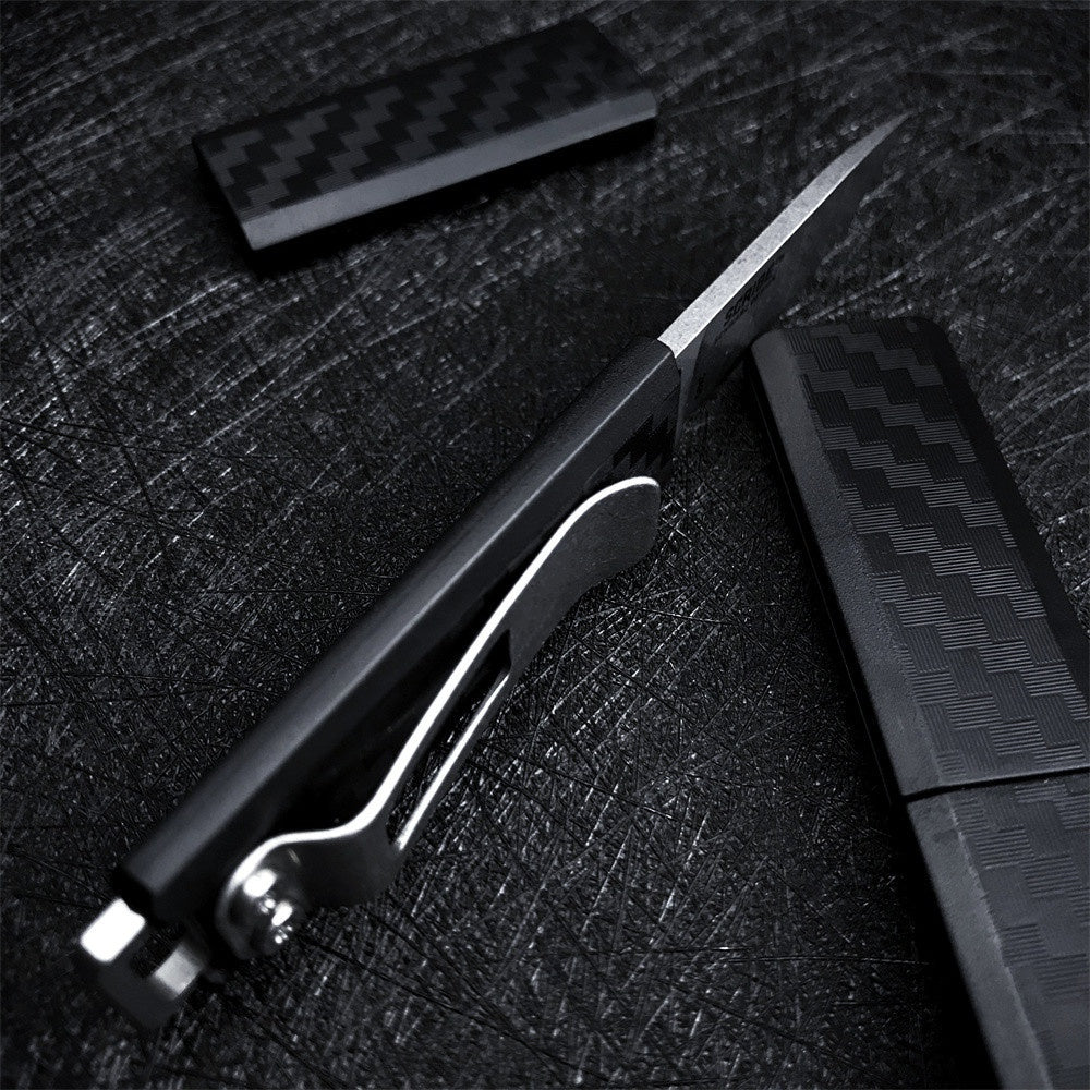 CRKT Scribe EDC Knife: Compact Everyday Carry Fixed Blade, Stonewash finish, Black Thermoplastic Handle, and Cap 2425