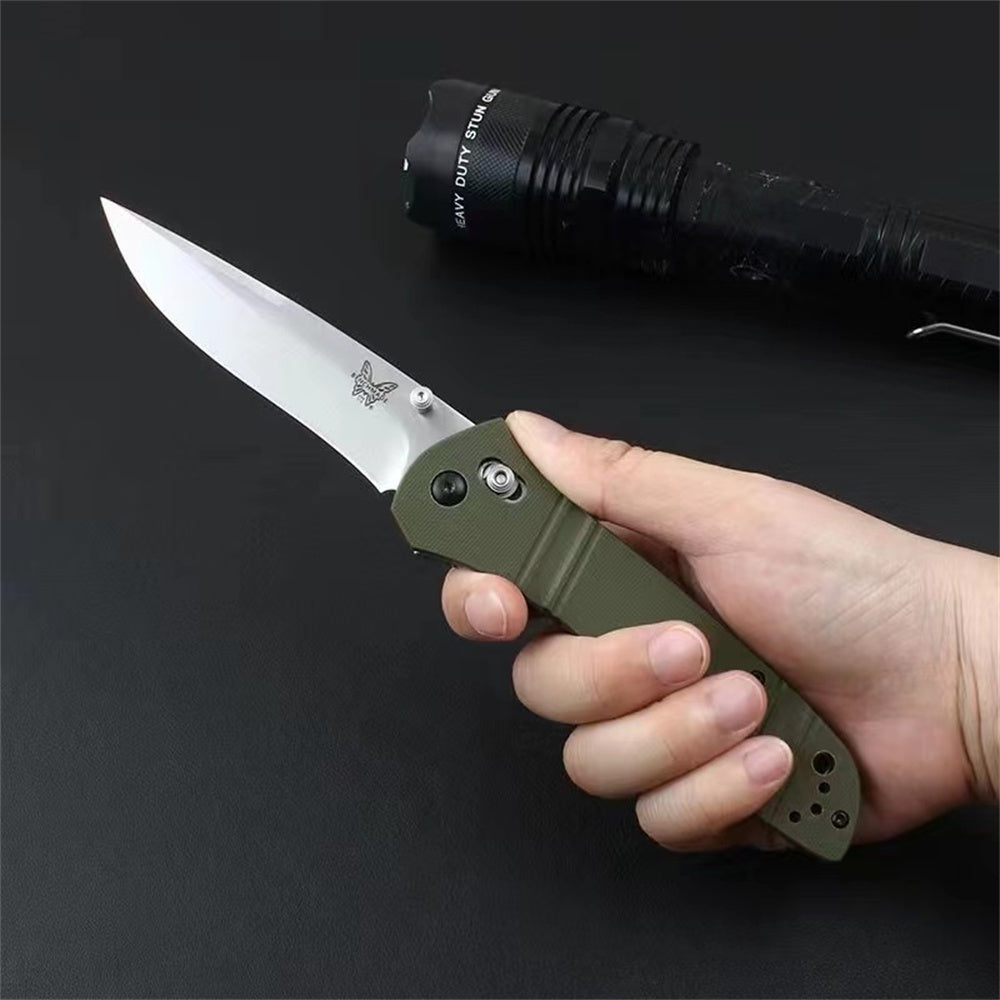 Benchmade Knives 710 McHenry & Williams 3.90" Satin D2 Plain Blade, G10 Handles ,Axis Lock- 710,Outdoor Tactical Hunting Knife