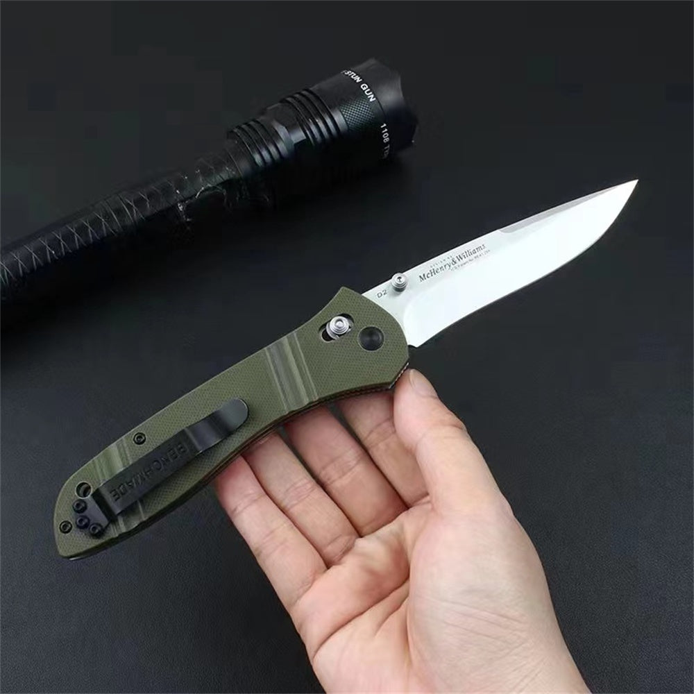 Benchmade Knives 710 McHenry & Williams 3.90" Satin D2 Plain Blade, G10 Handles ,Axis Lock- 710,Outdoor Tactical Hunting Knife