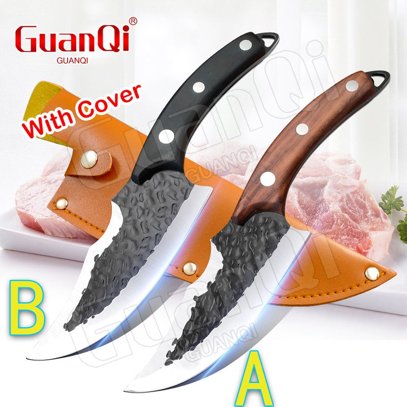 Handmade Forged 6 Inch Boning Knife High-carbon Clad Steel Meat Cleaver Kitchen Knife Outdoor Sliced Killing Fish Cutting Meat Butcher Knife Portable Meat Cleaver Kitchen Knife Professional Chef Knife Special Deboning Slaughter Knife
