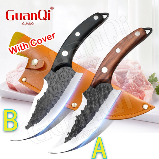 Handmade Forged 6 Inch Boning Knife High-carbon Clad Steel Meat Cleaver Kitchen Knife Outdoor Sliced Killing Fish Cutting Meat Butcher Knife Portable Meat Cleaver Kitchen Knife Professional Chef Knife Special Deboning Slaughter Knife