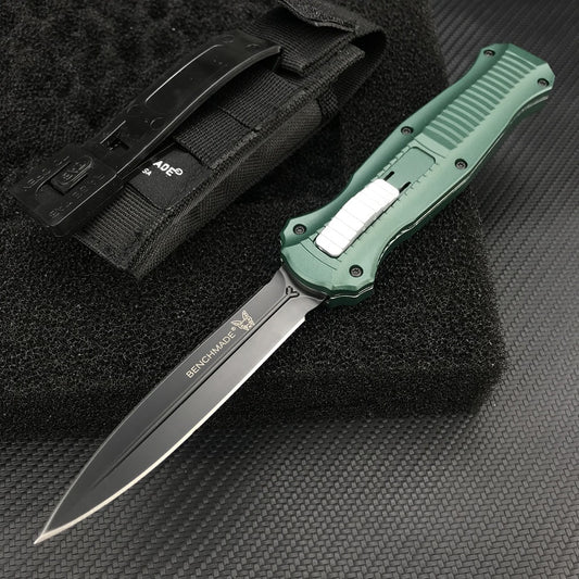 Hot Selling Benchmade 3300bk dagger Tactical Knives AUTO EDC Spring Assist Knife Fixed Blades Double Edge Survival Knifes Camping Hunting Cutting Knifes Fast Opening