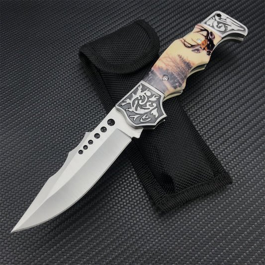 Outdoor Tactical Fixed Blade Hunting Knife High Hardness Resin Handle Army Knife Folding Knife Camping Portable Pocket Knife