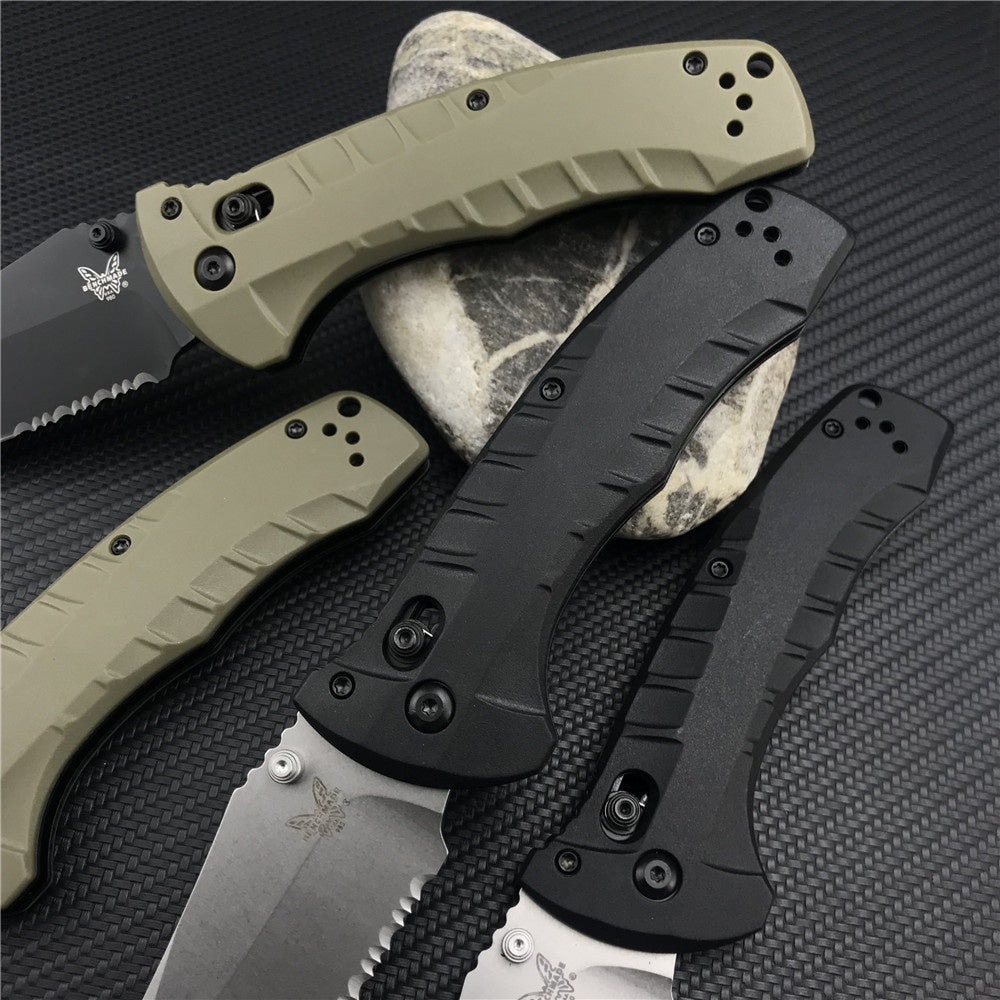 Benchmade - Turret 980 Benchmade Tactical Folding Knife CPM-S30V Drop-Point Blade Hunting Survival Edc Tool Manual Open Full Serrated Blade Pocket Knife