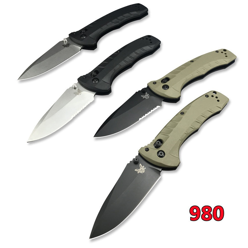 Benchmade - Turret 980 Benchmade Tactical Folding Knife CPM-S30V Drop-Point Blade Hunting Survival Edc Tool Manual Open Full Serrated Blade Pocket Knife