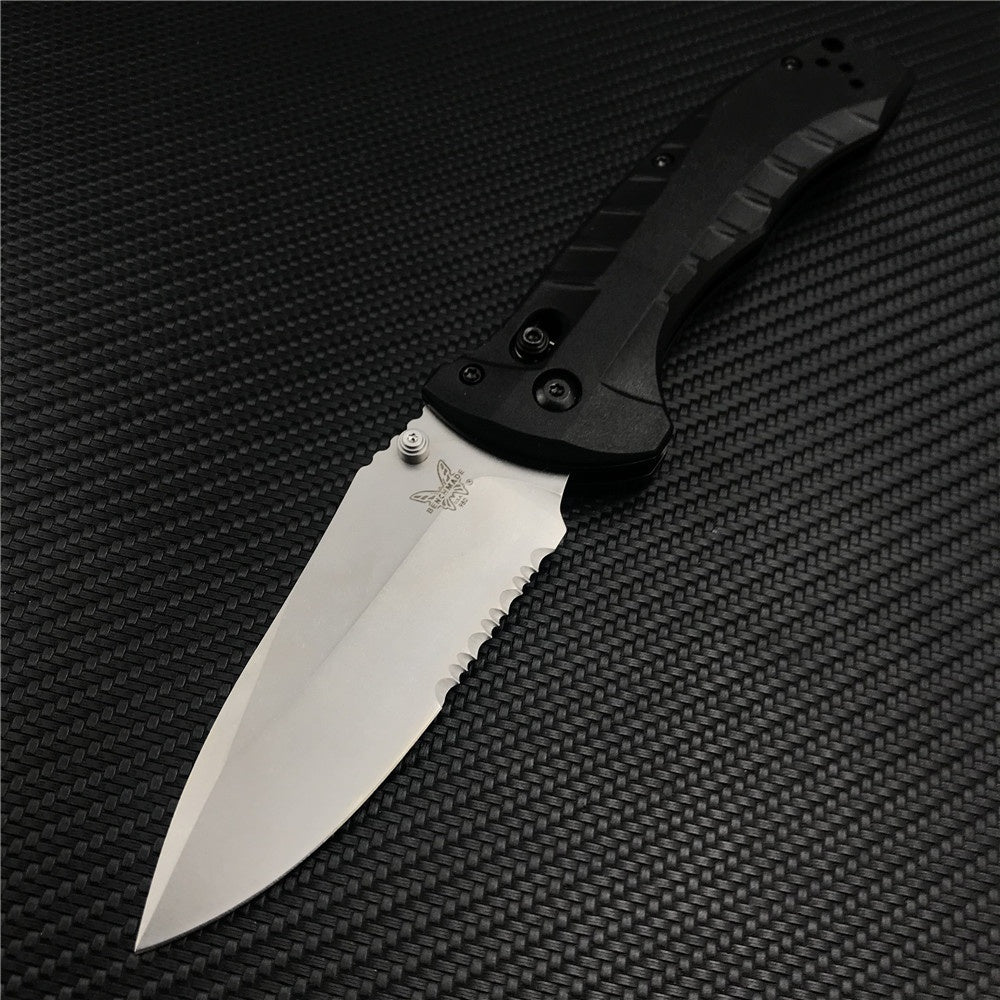 Benchmade - Turret 980 Benchmade Tactical Folding Knife CPM-S30V Drop-Point Blade Hunting Survival Edc Tool Manual Open Full Serrated Blade Pocket Knife