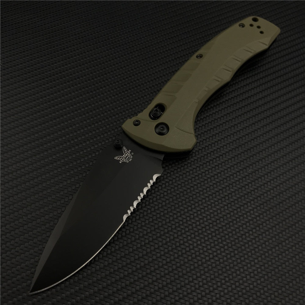 Benchmade - Turret 980 Benchmade Tactical Folding Knife CPM-S30V Drop-Point Blade Hunting Survival Edc Tool Manual Open Full Serrated Blade Pocket Knife