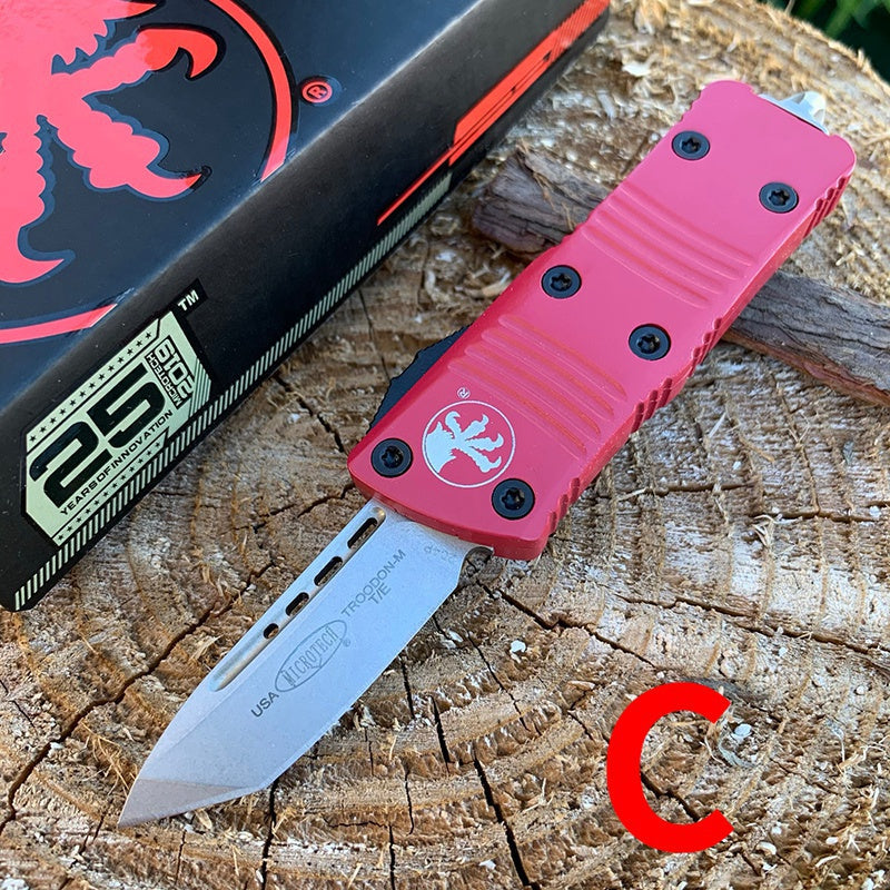 2022 New Microtech Mini OTF Automatic Knife 5.5'' Matte Danto D2 Steel Blade Aluminum Handle Outdoor Camping Hunting Knife Tactical Knife EDC Pocket Knife