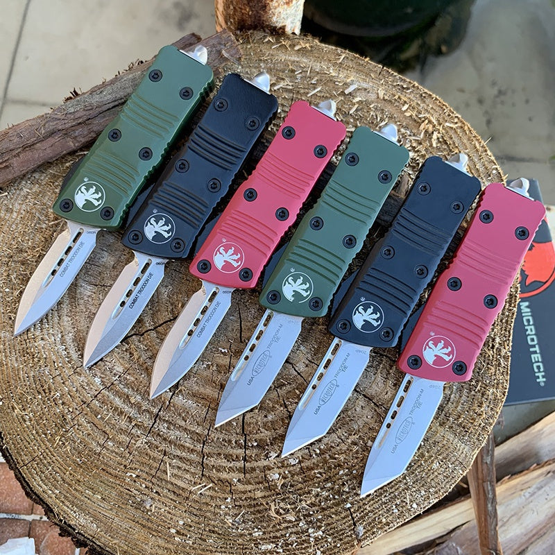 2022 New Microtech Mini OTF Automatic Knife 5.5'' Matte Danto D2 Steel Blade Aluminum Handle Outdoor Camping Hunting Knife Tactical Knife EDC Pocket Knife