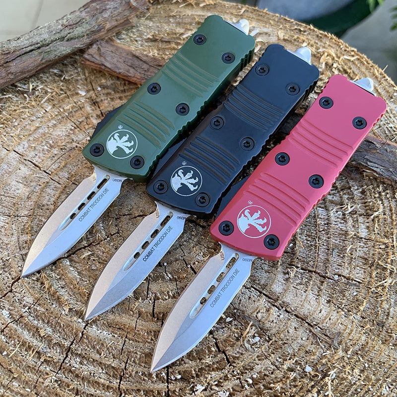 2022 New Microtech Mini OTF Automatic Knife 5.5'' Matte Danto D2 Steel Blade Aluminum Handle Outdoor Camping Hunting Knife Tactical Knife EDC Pocket Knife