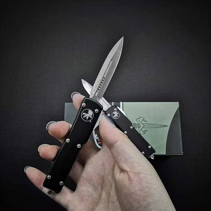 Microtech 147-10APOD UTX-70 AUTO OTF Knife 2.41" Apocalyptic Double Edge Dagger Blade, OD Green Aluminum Handles，Outdoor Camping Tool