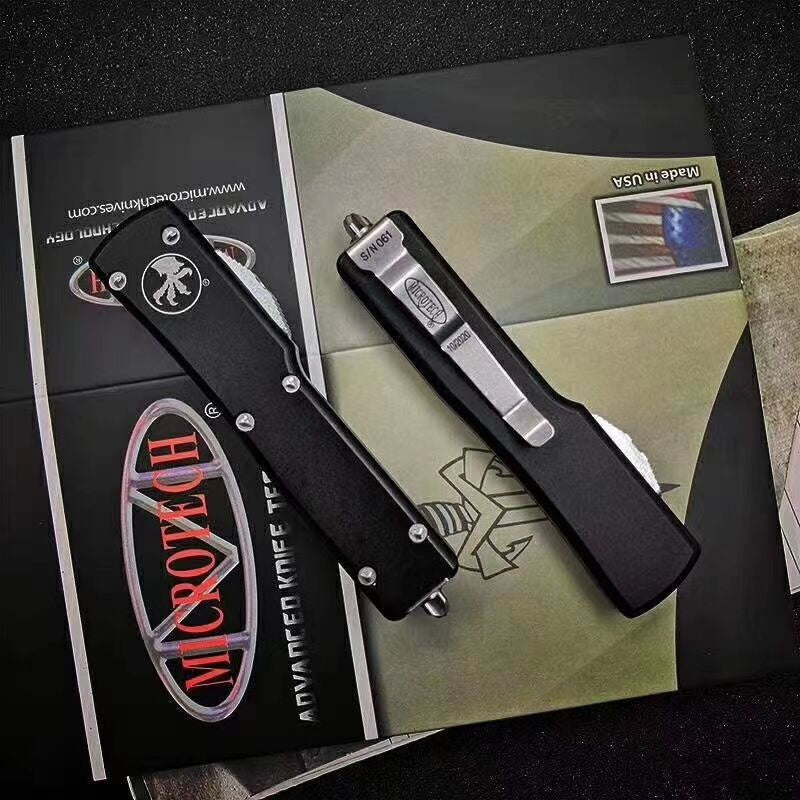 Microtech 147-10APOD UTX-70 AUTO OTF Knife 2.41" Apocalyptic Double Edge Dagger Blade, OD Green Aluminum Handles，Outdoor Camping Tool