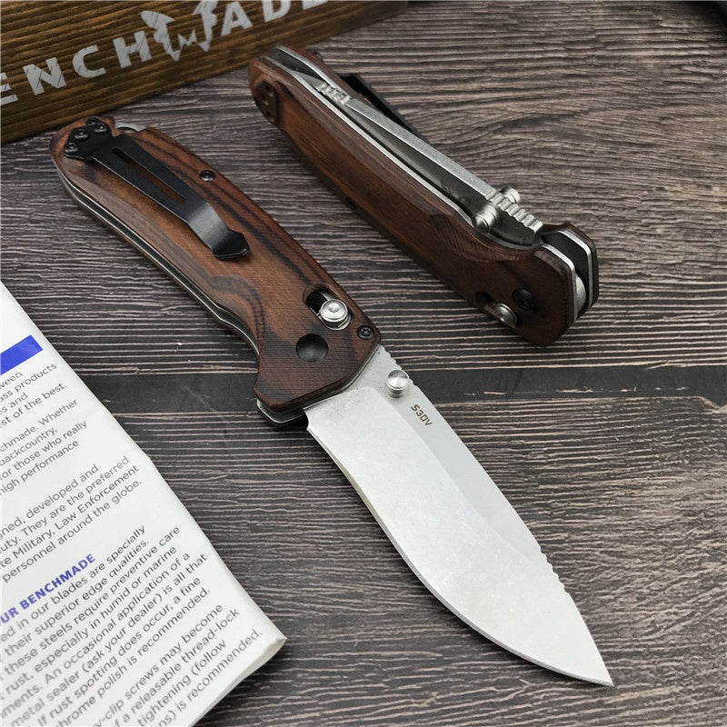 Newset Hot Benchmade 15031-2 Hunt North Fork Folding Knife 2.97" S30V Blade Stabilized Wood Handles Camping Hunting EDC Knife
