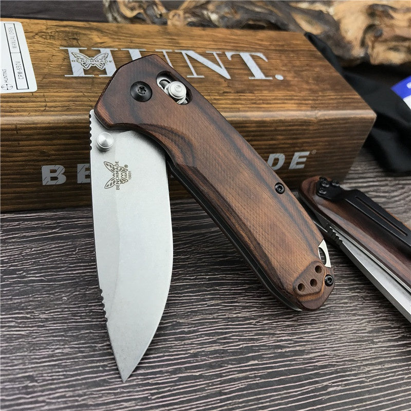 Newset Hot Benchmade 15031-2 Hunt North Fork Folding Knife 2.97" S30V Blade Stabilized Wood Handles Camping Hunting EDC Knife