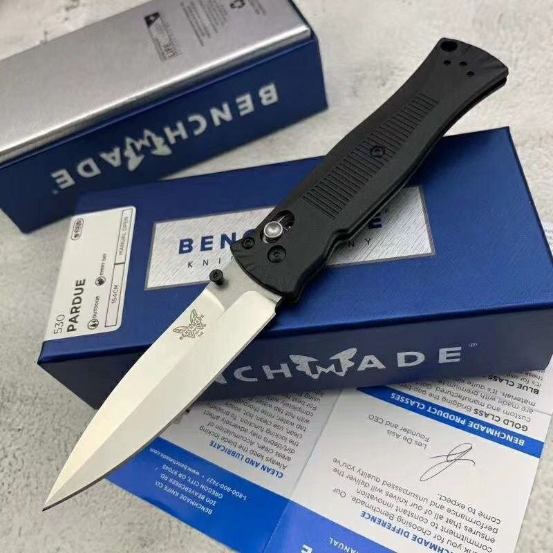 Benchmade 530BK Pardue Axis Lock Spear Point Grivory Handles - Tactical Camping Hunting Folding Pocket Knife