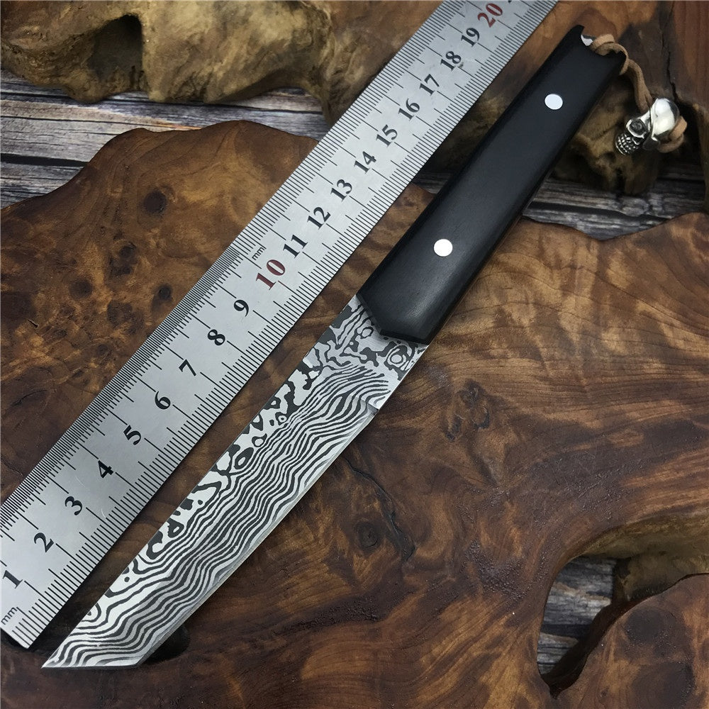 High Hardness JAPAN SAMURAI TANTO Katana Fixed Blade Tactical Hunting Knife Wood Handle Survival Gear Straight Knives Gift Leather Sheath