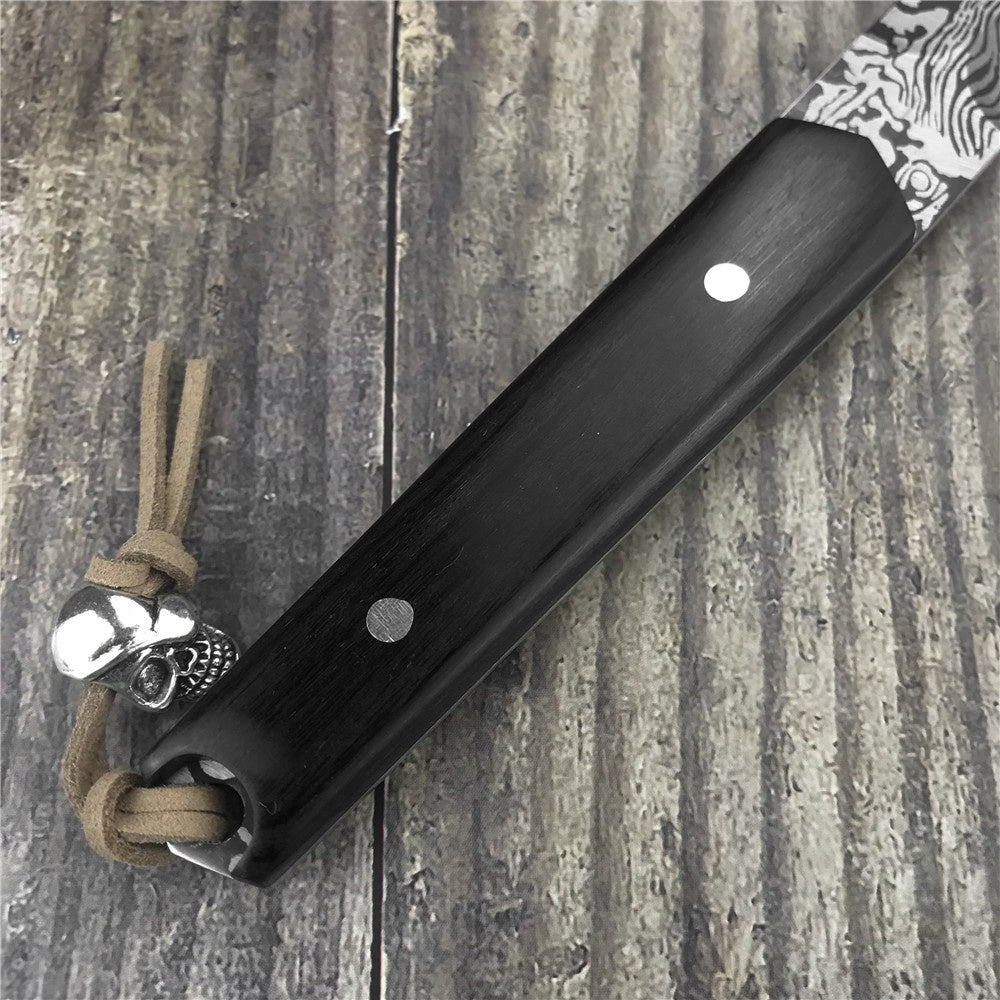 High Hardness JAPAN SAMURAI TANTO Katana Fixed Blade Tactical Hunting Knife Wood Handle Survival Gear Straight Knives Gift Leather Sheath