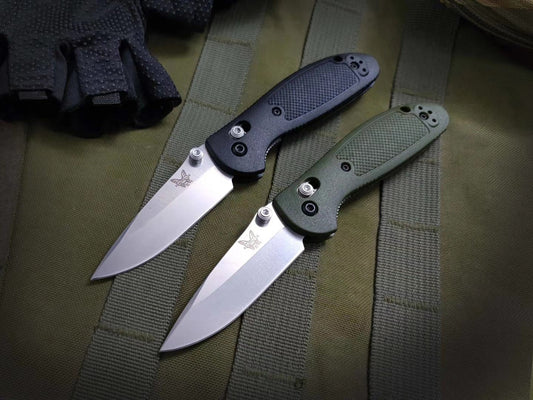 Benchmade Mini Griptilian AXIS Lock Folding Knife 2.91" S30V Satin Drop Point Plain Blade, Black Noryl GTX Handles - 556-S30V Tactical hunting camping pocket knife