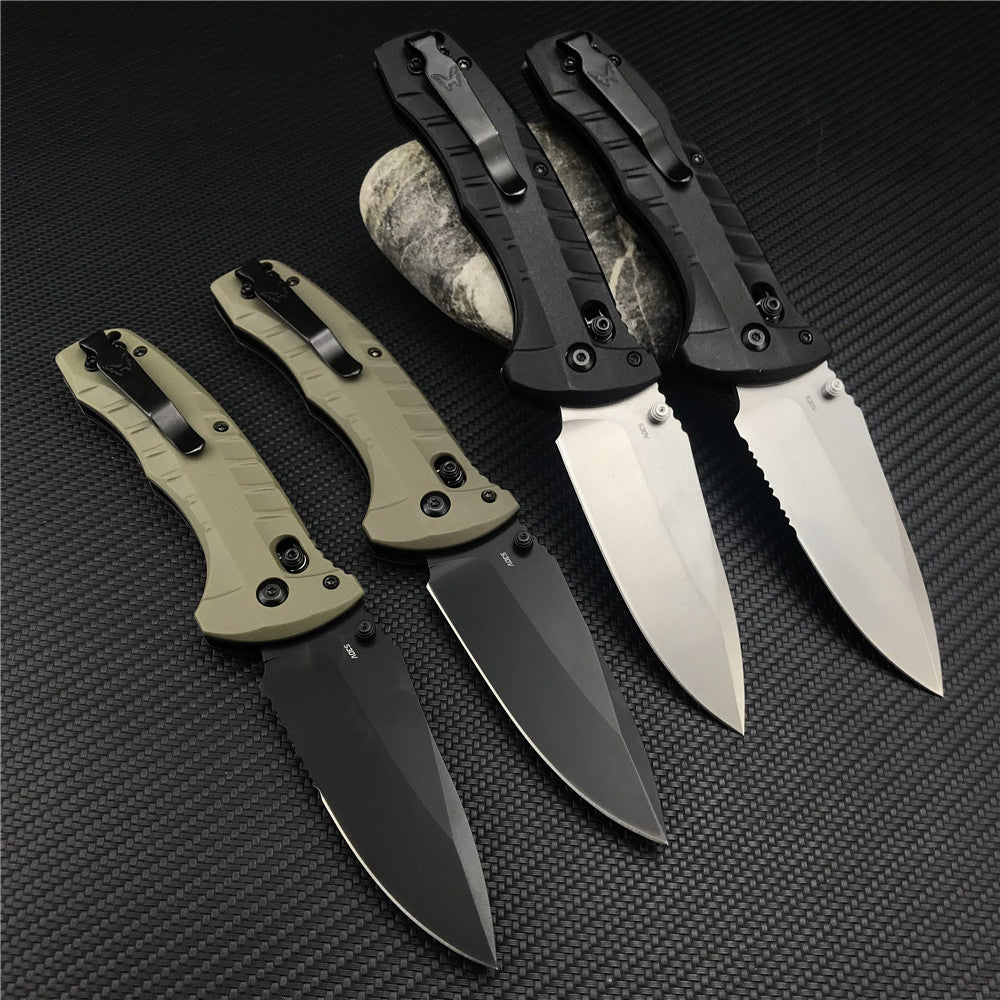 Tactical Benchmade - Turret 980, Pocket EDC Folding Knife, CPM-S30V Drop-Point Blade, Manual Open, Axis Locking Mechanism，Coated, Serrated, 980SBK Turret Assisted Knives Outdoor Camping Survival Tool