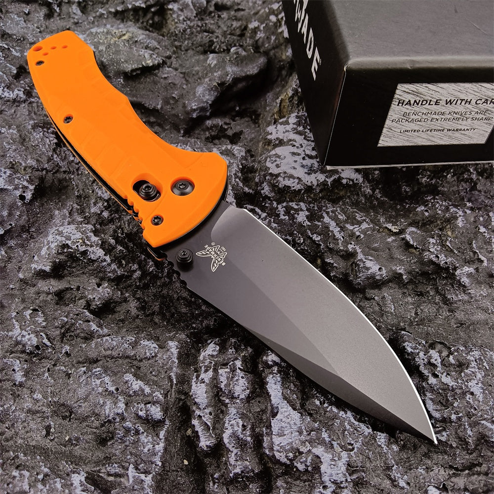 Tactical Benchmade - Turret 980, Pocket EDC Folding Knife, CPM-S30V Drop-Point Blade, Manual Open, Axis Locking Mechanism，Coated, Serrated, 980SBK Turret Assisted Knives Outdoor Camping Survival Tool