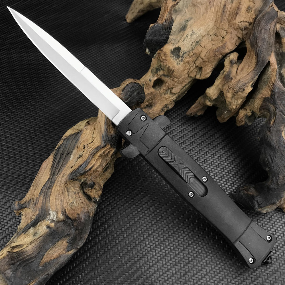 AUTO OTF Italy Italy Stiletto Spring Assisted Open Knife 440C Switchblade ABS Handle Knives Straight Out Dagger Tactical EDC Pocket Tools
