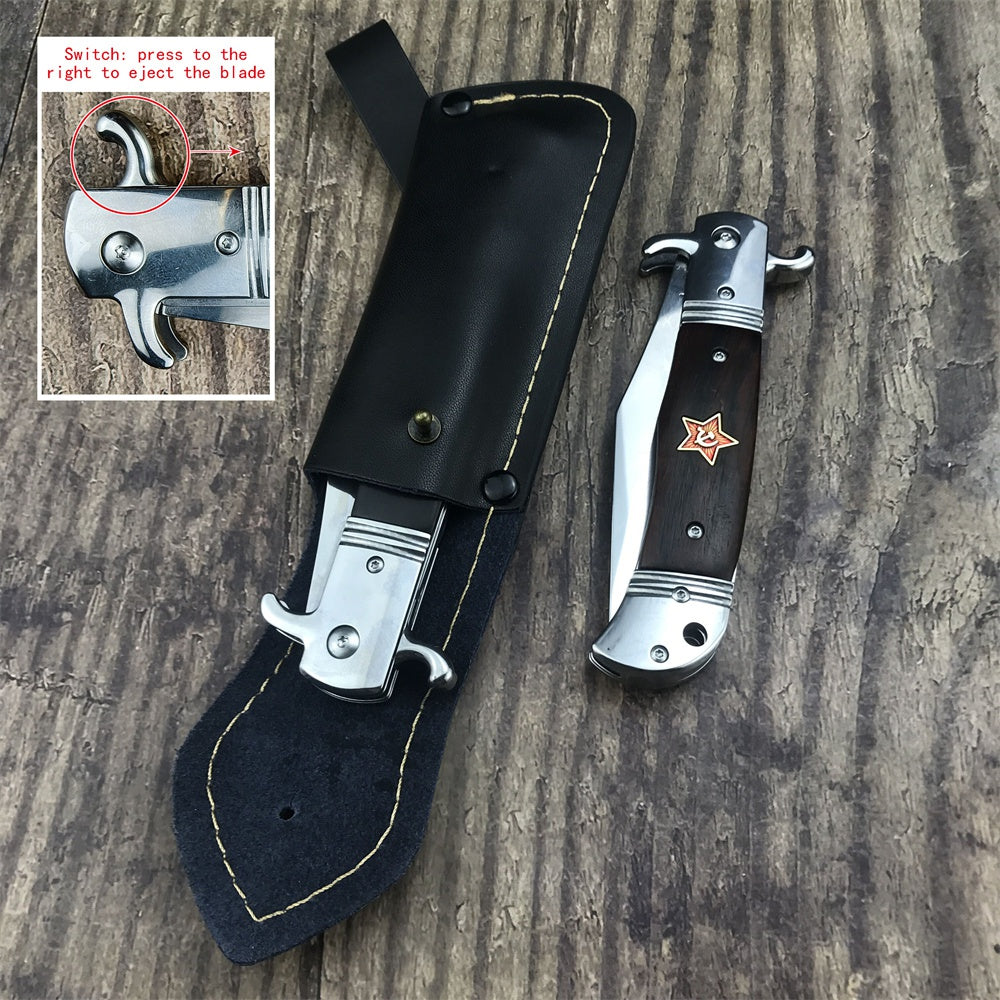 2022 New Russia Finka NKVD KGB AUTO OTF Stiletto Italian Style Automatic Knife AKC Spring Assisted Side Jump Knife Flick Knife 440C Stainless Steel Blade Camping Hunting  Knives