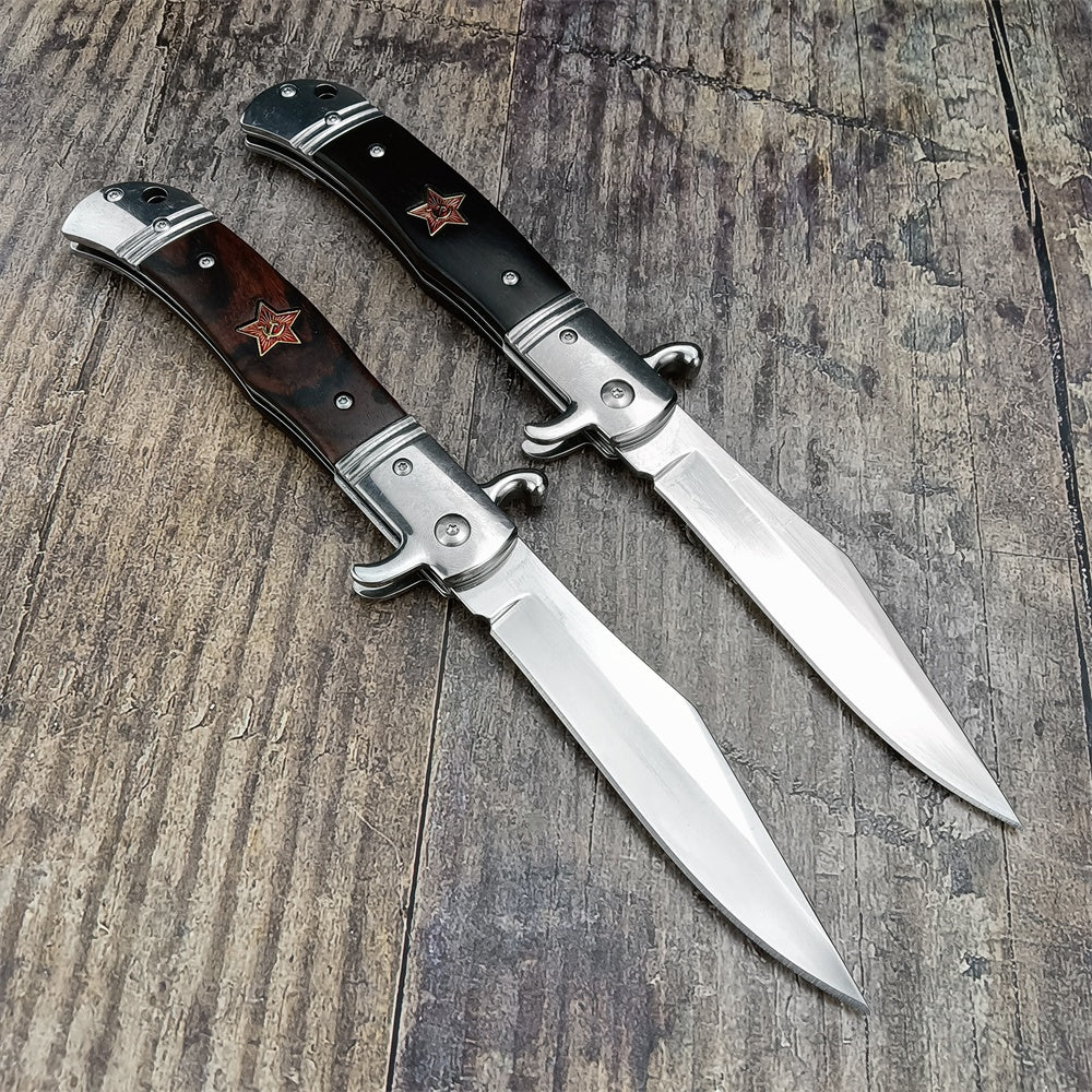 2022 New Russia Finka NKVD KGB AUTO OTF Stiletto Italian Style Automatic Knife AKC Spring Assisted Side Jump Knife Flick Knife 440C Stainless Steel Blade Camping Hunting  Knives