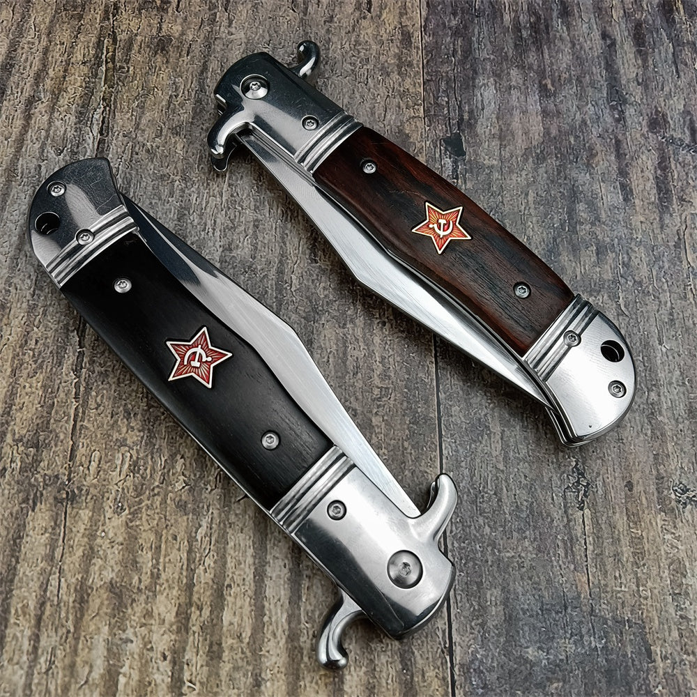 2022 New Russia Finka NKVD KGB AUTO OTF Stiletto Italian Style Automatic Knife AKC Spring Assisted Side Jump Knife Flick Knife 440C Stainless Steel Blade Camping Hunting  Knives