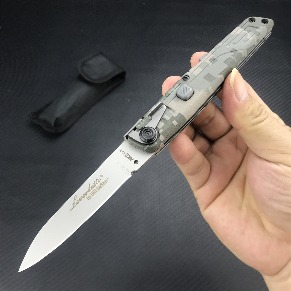 2022 New AKC ITALY LEVERLETTO Outdoor Hunting Pocket Knives Camouflage Handle Automatic of Assisting Spring Knife Survival Knife Camping Knife