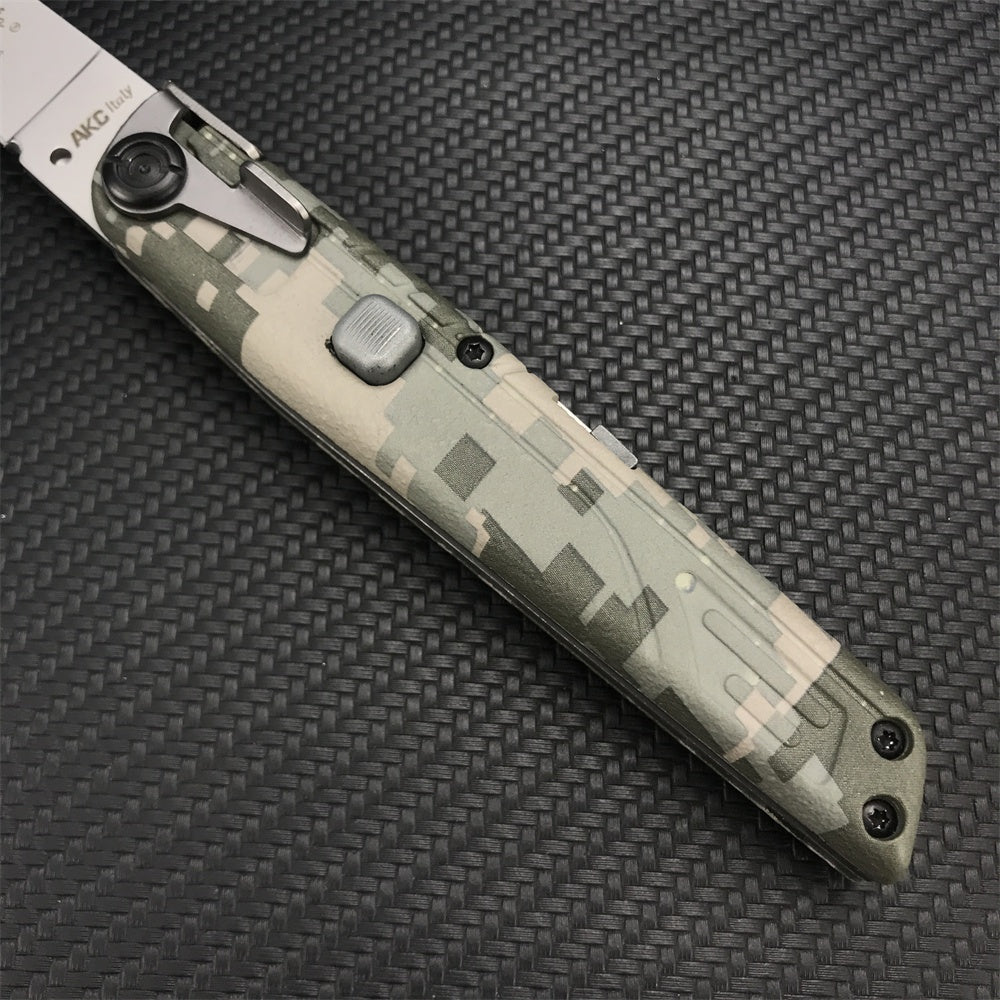 2022 New AKC ITALY LEVERLETTO Outdoor Hunting Pocket Knives Camouflage Handle Automatic of Assisting Spring Knife Survival Knife Camping Knife