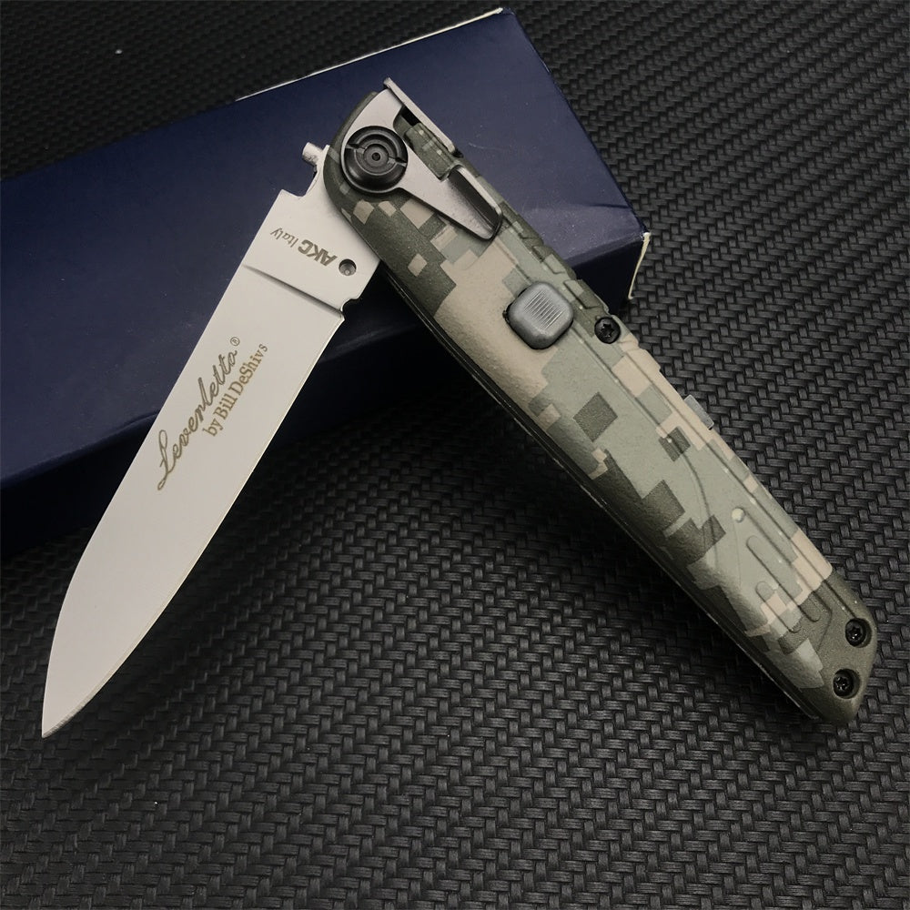 2022 New AKC ITALY LEVERLETTO Outdoor Hunting Pocket Knives Camouflage Handle Automatic of Assisting Spring Knife Survival Knife Camping Knife