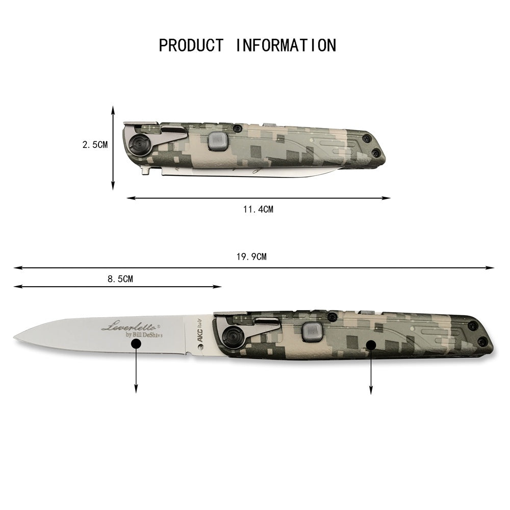 2022 New AKC ITALY LEVERLETTO Outdoor Hunting Pocket Knives Camouflage Handle Automatic of Assisting Spring Knife Survival Knife Camping Knife