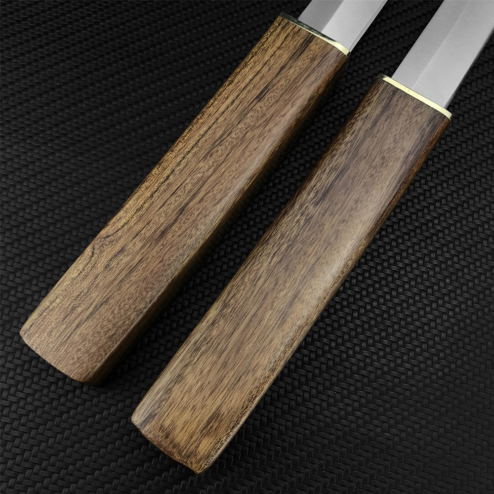 HUAAO 2Pcs set Black Whirlwind Tactical Katana Knife Fixed Blade Hunting Knife Rosewood Handle D2 Combat Survival Gear Portable Outdoor Camping Tool