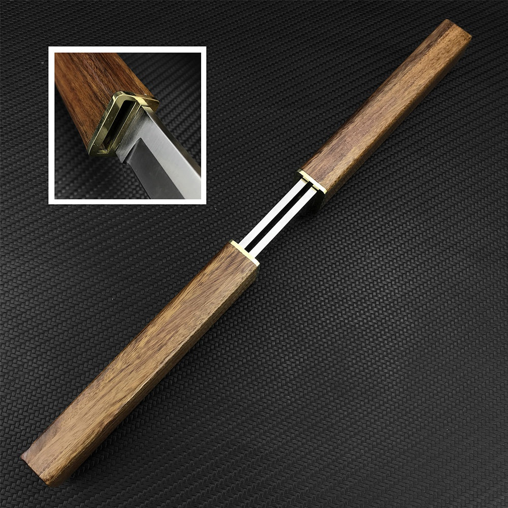 HUAAO 2Pcs set Black Whirlwind Tactical Katana Knife Fixed Blade Hunting Knife Rosewood Handle D2 Combat Survival Gear Portable Outdoor Camping Tool