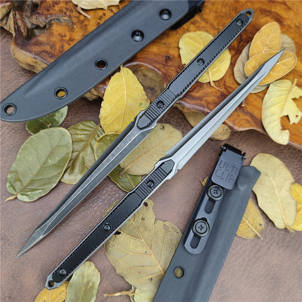 Aviation Aluminum Long Straight Handle 440C Steel Insulated Coated Tactical Dagger Knife Tools Benchmade Fixed Blade Knife 2 Styles