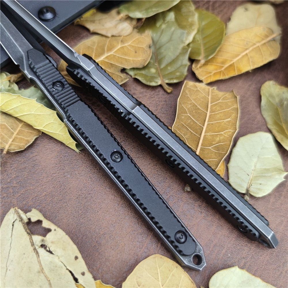 Aviation Aluminum Long Straight Handle 440C Steel Insulated Coated Tactical Dagger Knife Tools Benchmade Fixed Blade Knife 2 Styles