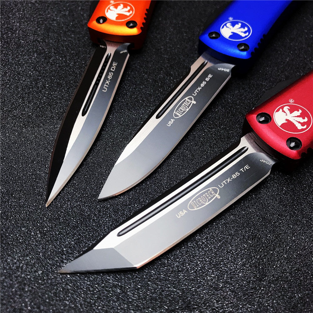 2022 NEW Microtech UT85 Adjustable Switchblade Flick Knife OTF Automatic Knife Aviation Aluminum handle spring assisted knives camping hunting hand tools 2 Styles