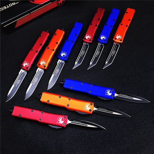 2022 NEW Microtech UT85 Adjustable Switchblade Flick Knife OTF Automatic Knife Aviation Aluminum handle spring assisted knives camping hunting hand tools 2 Styles