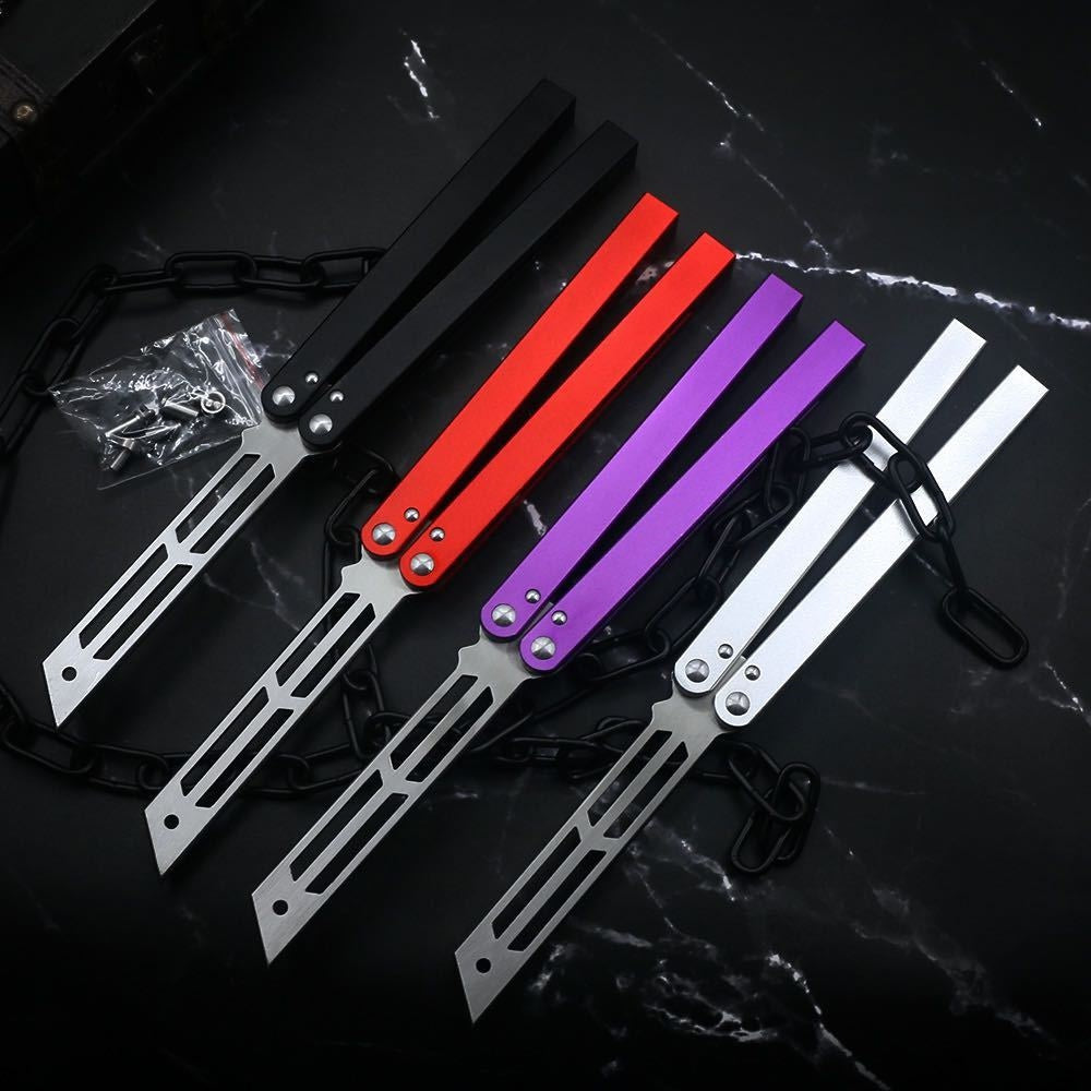 New SQUID INDUSTRIES Balisong Butterfly Flail Knife 420 Blade Aviation Aluminum 6061-T6 Handle Outdoor Trainer Tanto EDC Pocket Knives