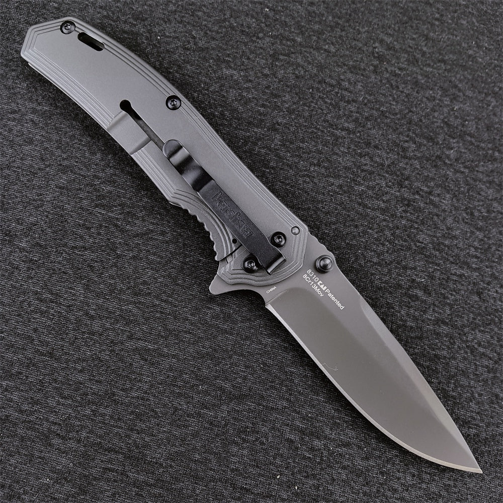 Kershaw 8310 Fringe Assisted Flipper 3" Ti Carbo-Nitride Drop Point Blade and Stainless Steel Handles with Carbon Fiber Insert