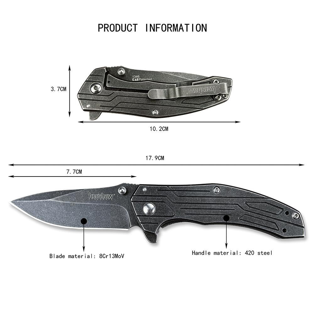 Kershaw 1346 Kingbolt Knife 2.8" Satin Plain Blade Silver Stainless Steel Handles Outdoor Hunting EDC Tools