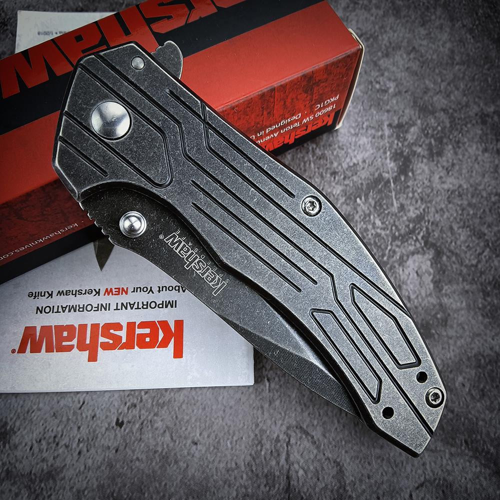 Kershaw 1346 Kingbolt Knife 2.8" Satin Plain Blade Silver Stainless Steel Handles Outdoor Hunting EDC Tools